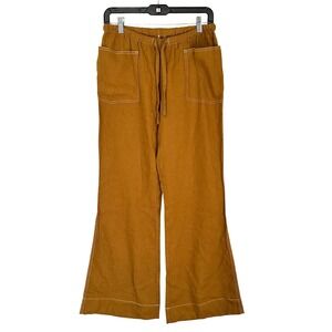 NWT Urban Outfitters Burnt‎ Orange Linen Blend Wide Leg Drawstring Boho Pant - S